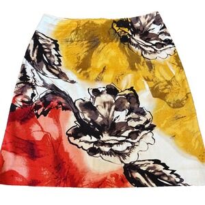 Nic+Zoe Women's floral water-color print geometric pencil skirt mini size 10